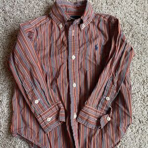 Ralph Lauren Orange and Blue Striped Button Down Shirt
